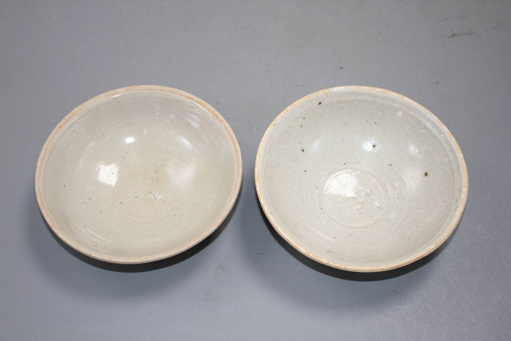 Two Chinese Ding type bowls, Yuan-Ming dynasty, 14.5 and 15cm